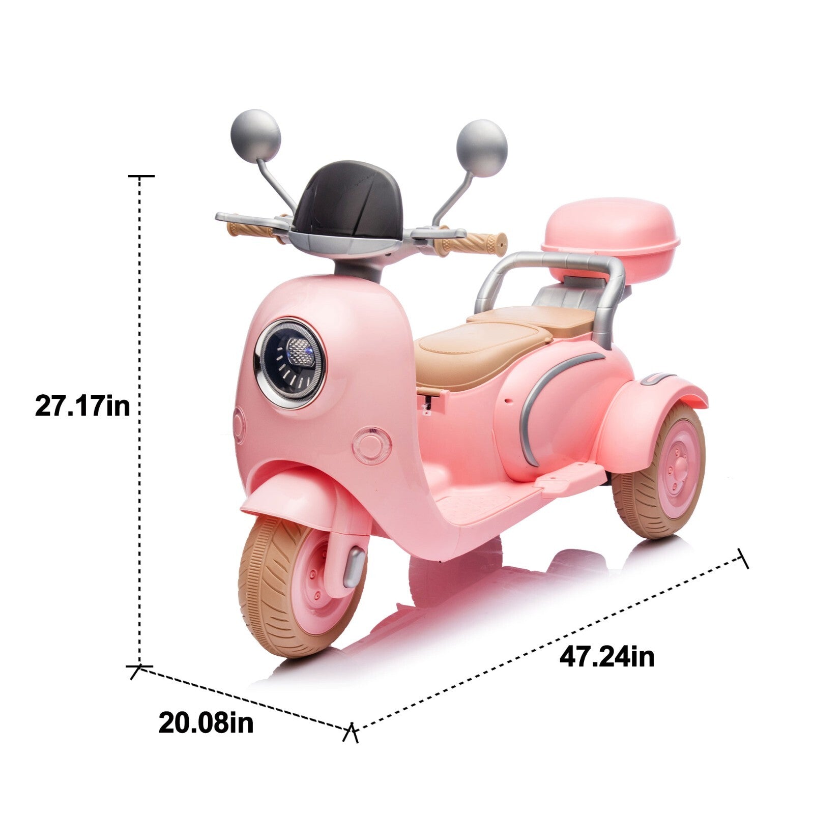 12V Two-Motor Kids Ride-On Electric Two-Seater Motorcycle Pink Level-Up Trend Times 1