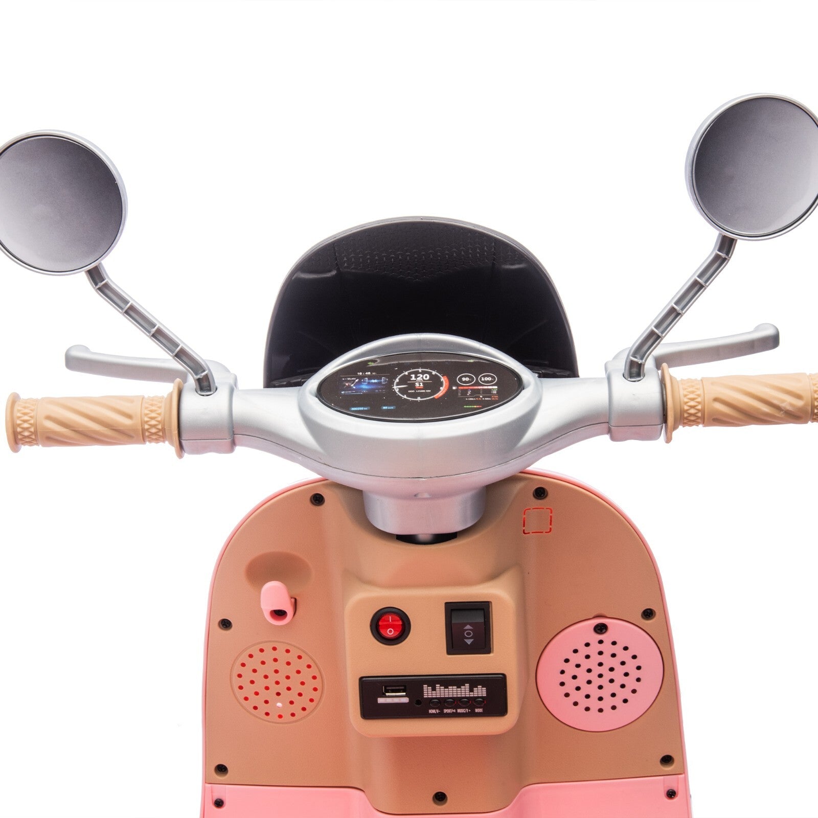 12V Two-Motor Kids Ride-On Electric Two-Seater Motorcycle Pink Level-Up Trend Times 13