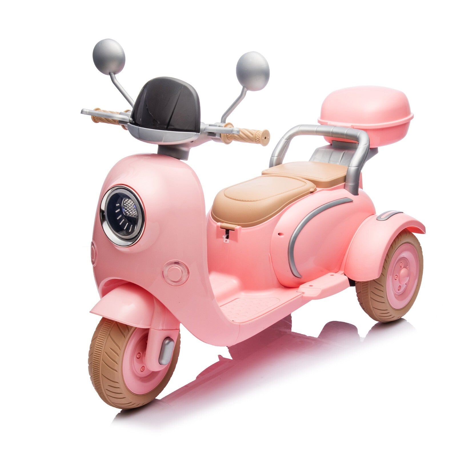12V Two-Motor Kids Ride-On Electric Two-Seater Motorcycle Pink Level-Up Trend Times 4