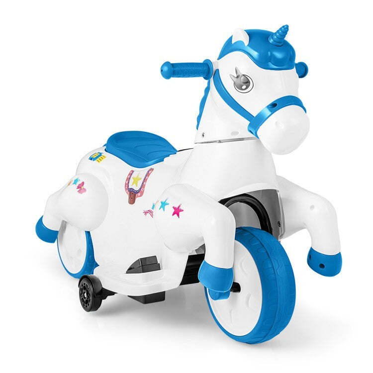 12V Unicorn Ride-On Toy for Kids with Training Wheels and Horse Riding Mode Trend Times 0