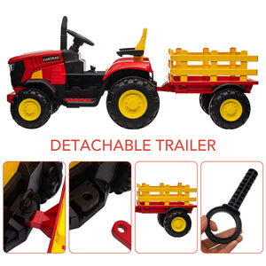 12V Electric Ride-On Tractor Car for Kids with Trailer and Rechargeable Battery Trend Times 12