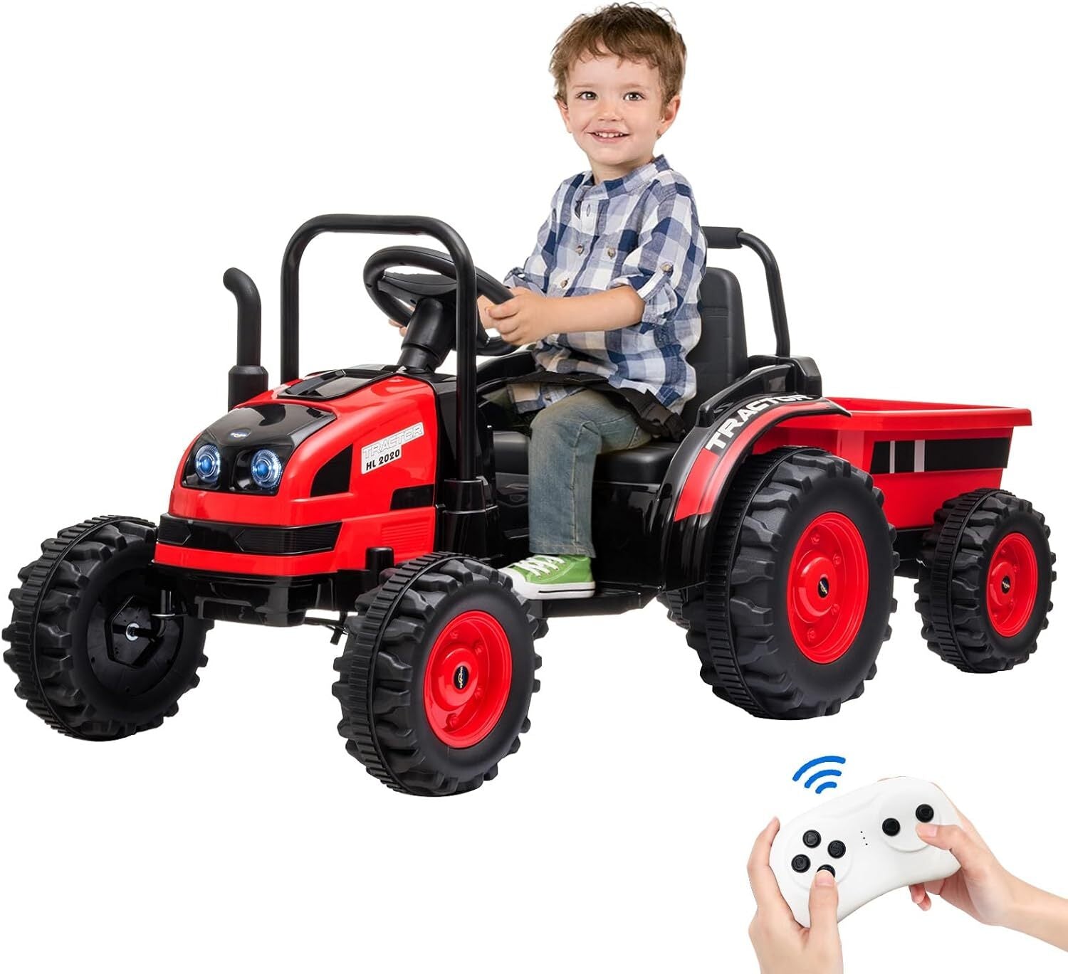 12V Upgraded Electric Ride-On Tractor with Trailer and Remote Control for Kids Trend Times 0
