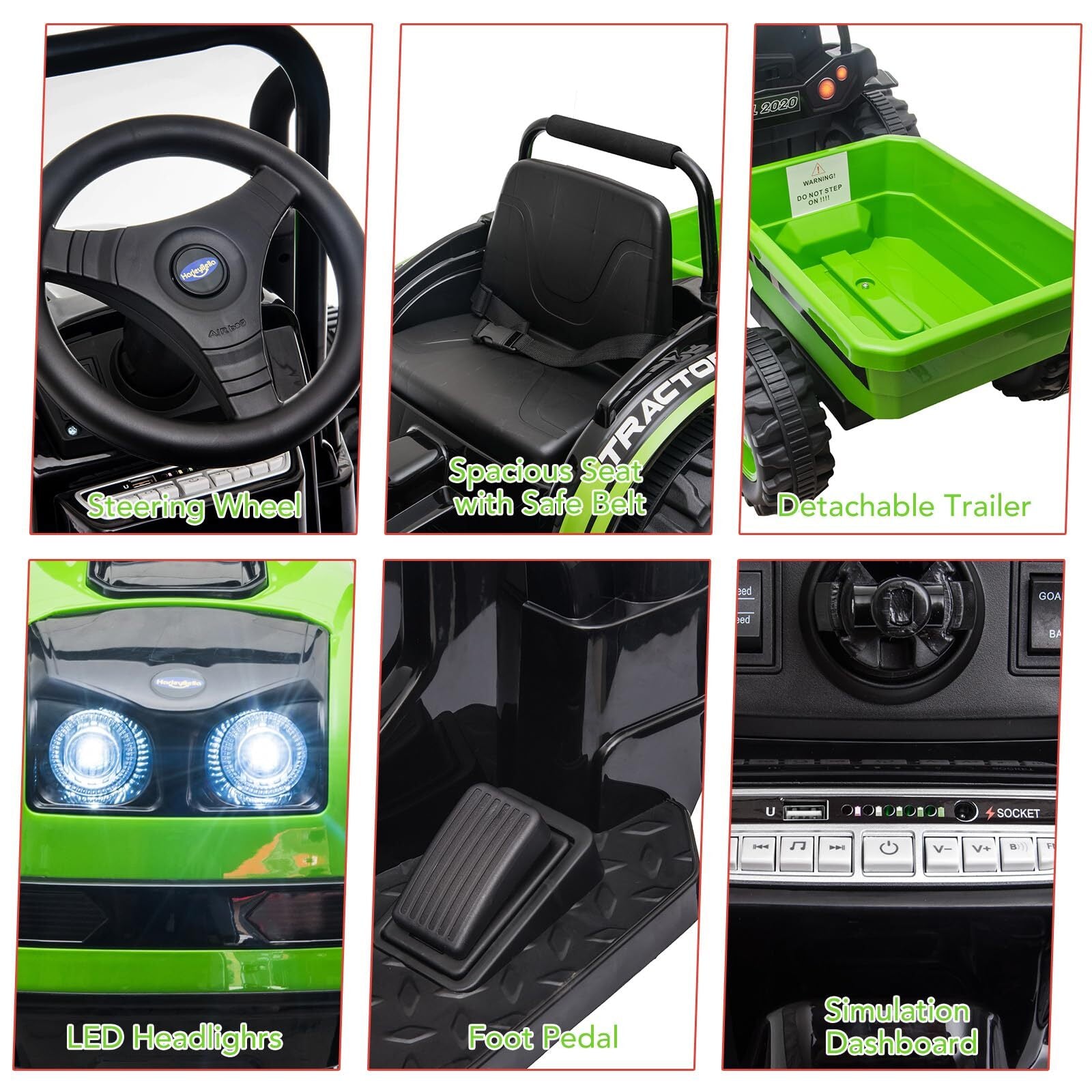 12V Upgraded Electric Ride-On Tractor with Trailer and Remote Control for Kids Trend Times 16