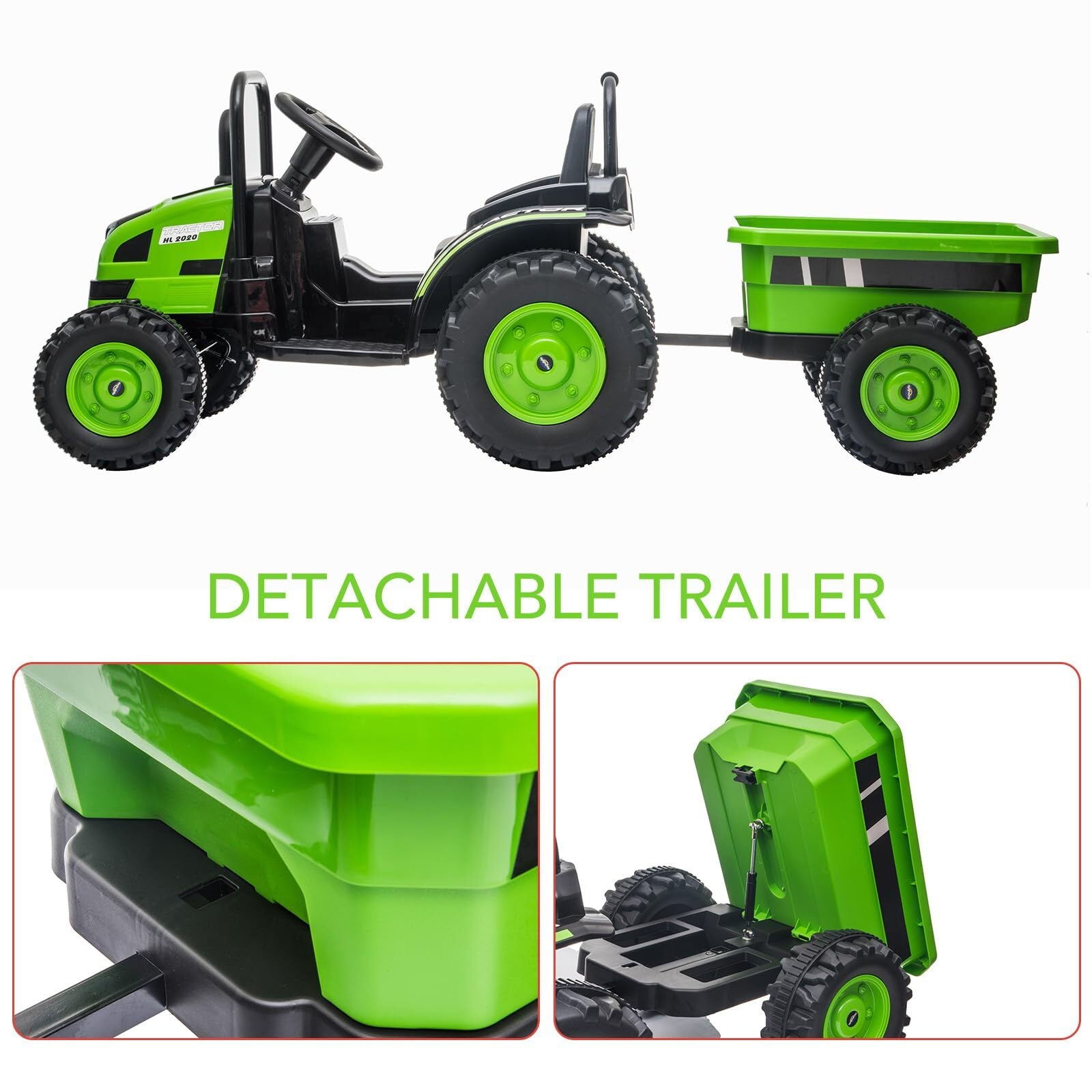12V Upgraded Electric Ride-On Tractor with Trailer and Remote Control for Kids Trend Times 17