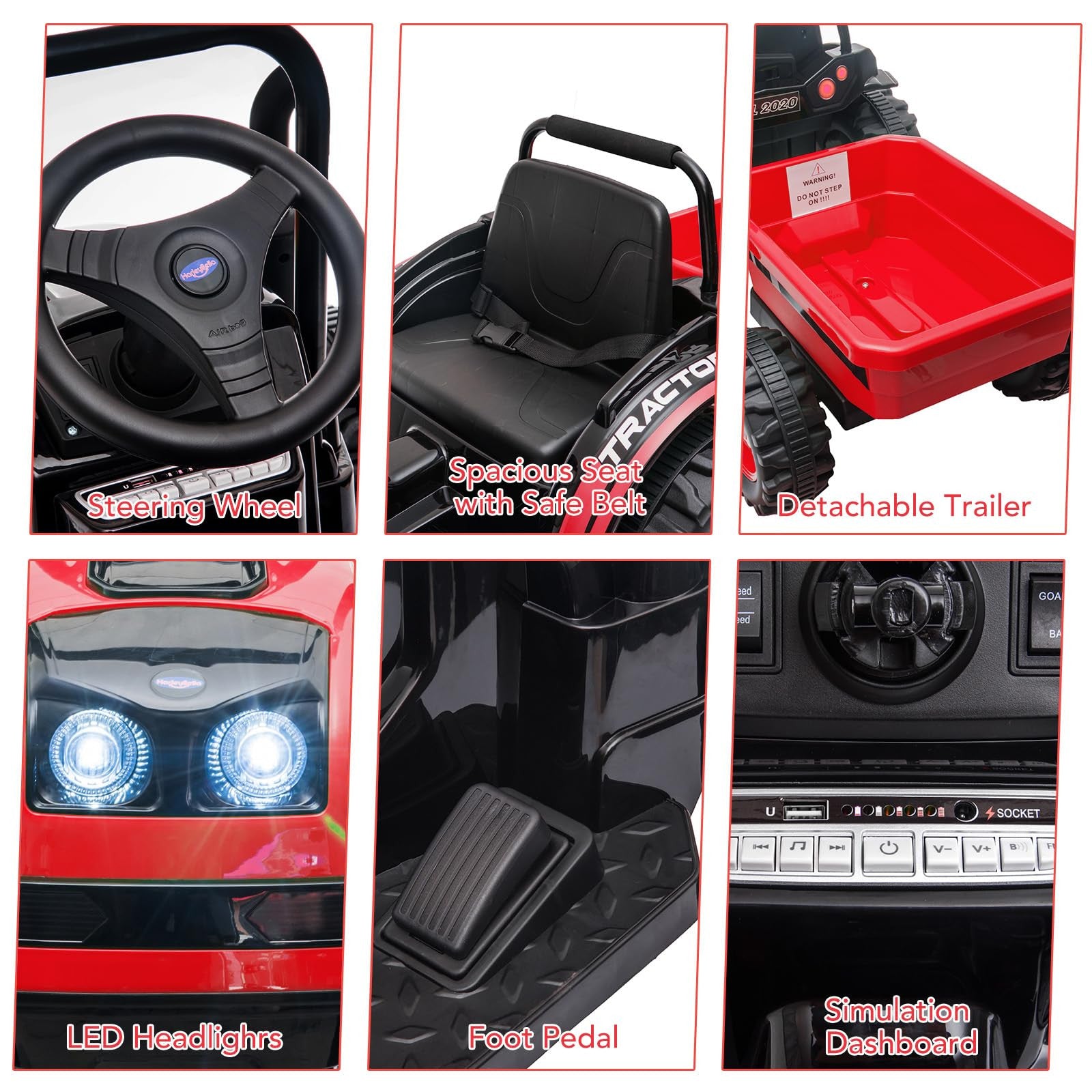 12V Upgraded Electric Ride-On Tractor with Trailer and Remote Control for Kids Trend Times 2