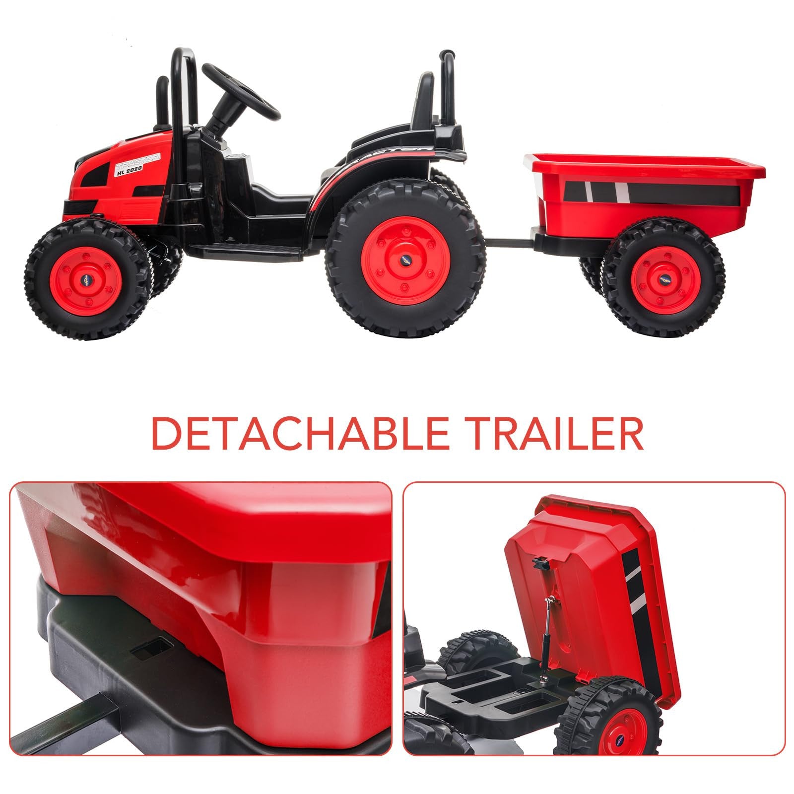 12V Upgraded Electric Ride-On Tractor with Trailer and Remote Control for Kids Trend Times 3