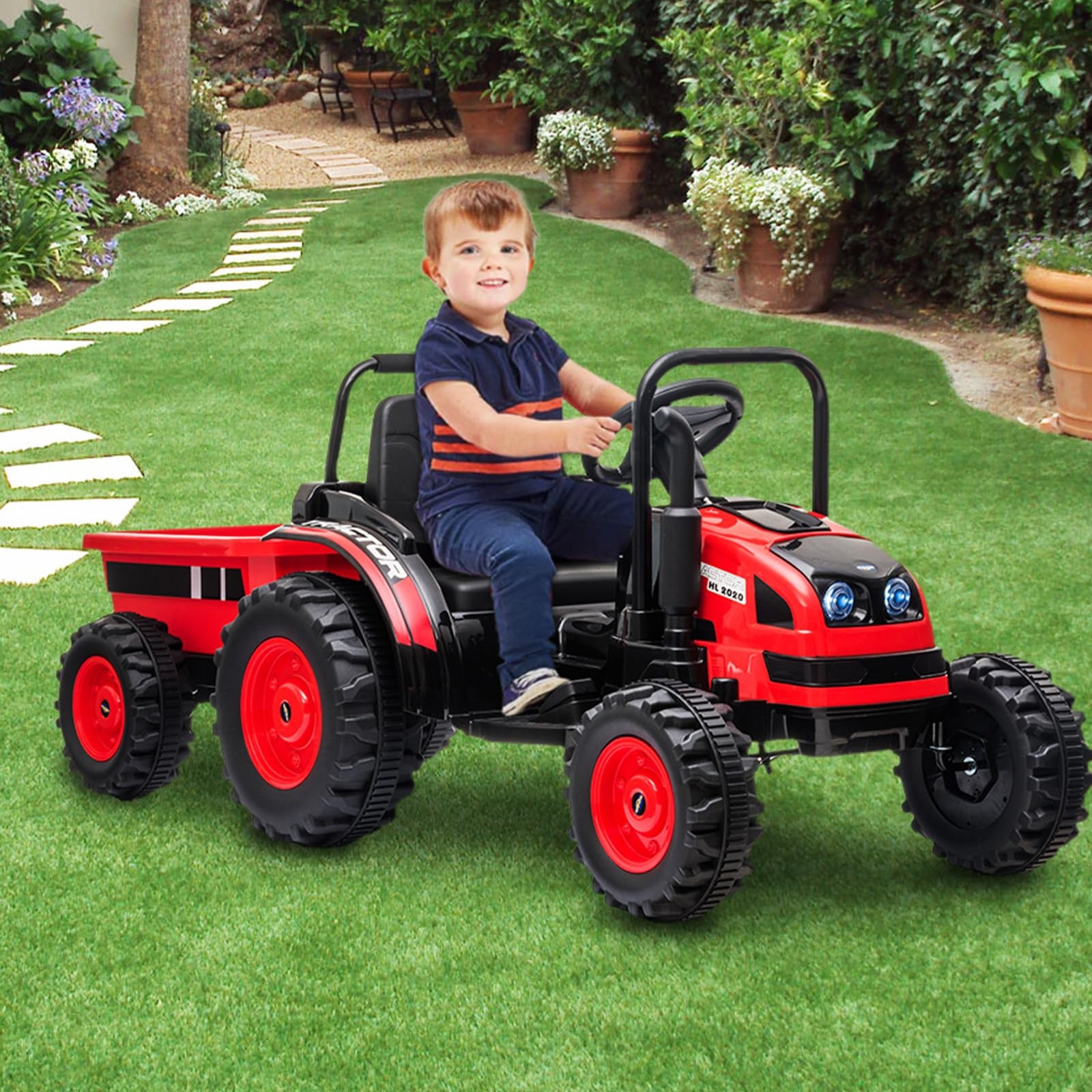 12V Upgraded Electric Ride-On Tractor with Trailer and Remote Control for Kids Trend Times 5