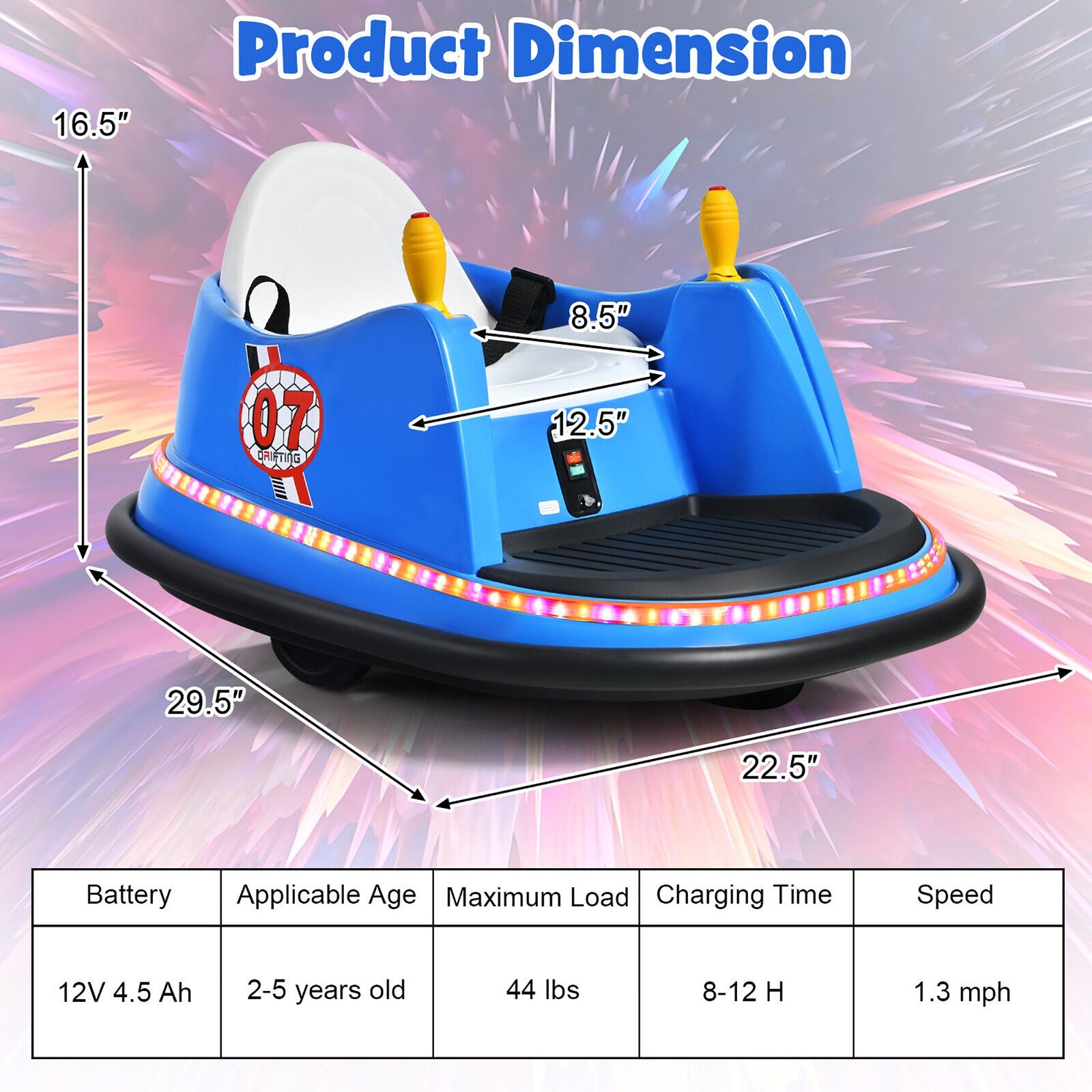 12V Blue Kids Ride-On Bumper Car with 360° Spin and Remote Control Trend Times 1