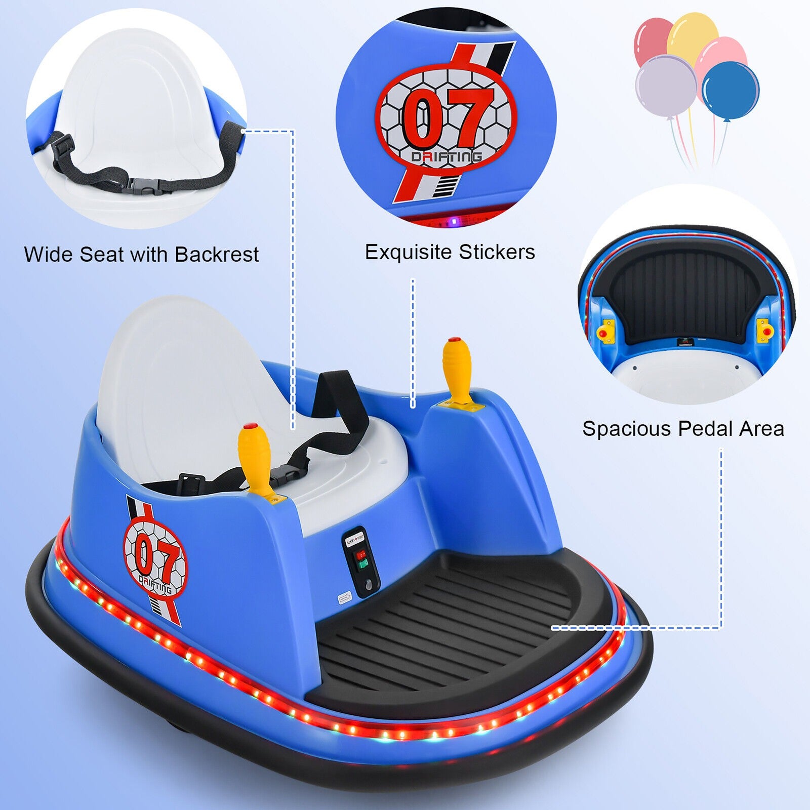 12V Blue Kids Ride-On Bumper Car with 360° Spin and Remote Control Trend Times 4