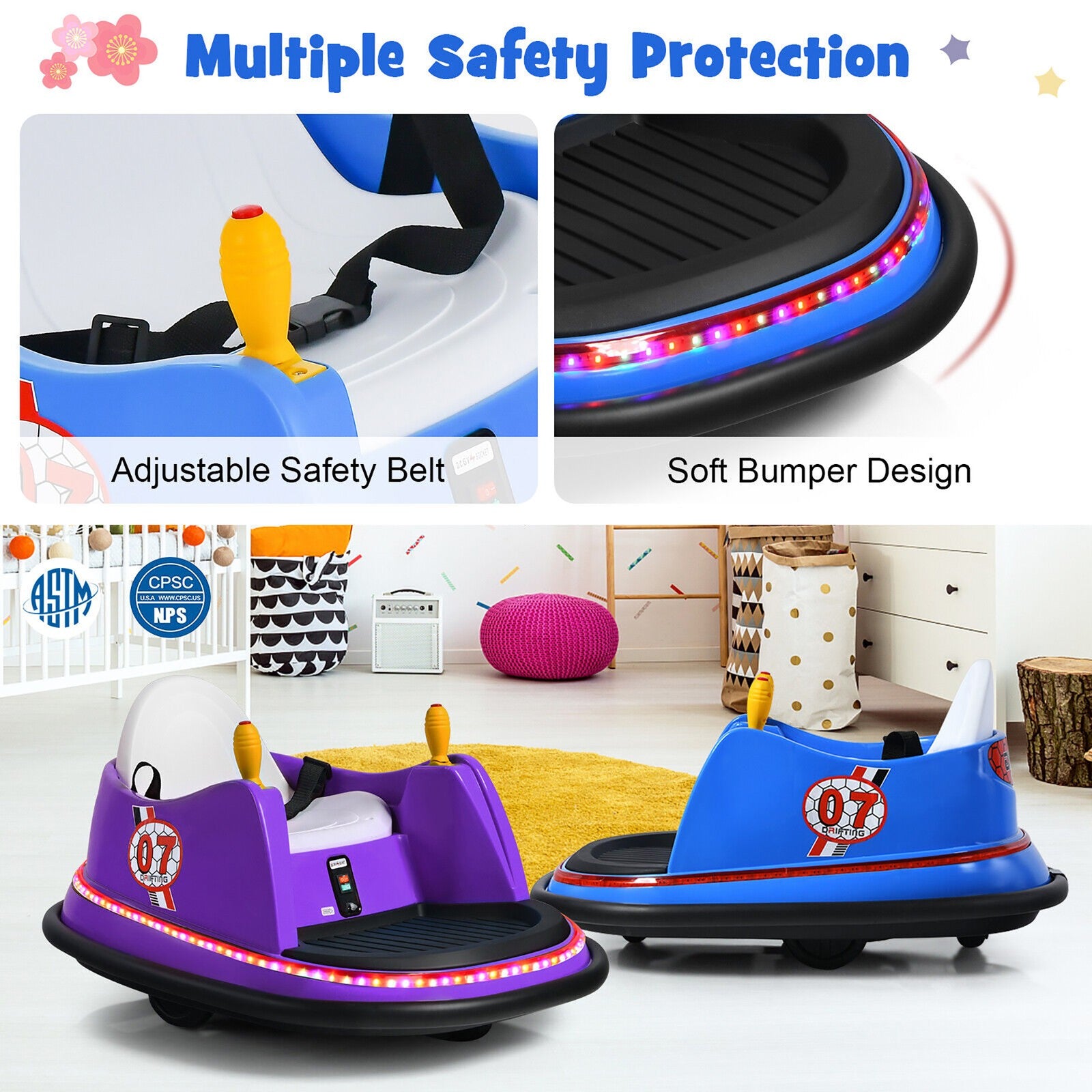 12V Blue Kids Ride-On Bumper Car with 360° Spin and Remote Control Trend Times 9