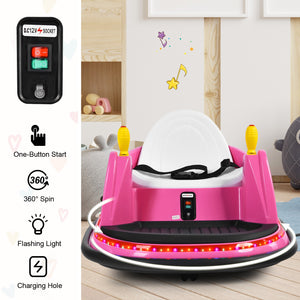 12V Kids Ride-On Bumper Car with 360° Spin and Remote Control, Pink Trend Times 7