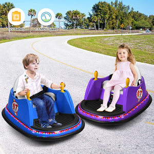 12V Kids Ride-On Bumper Car with 360° Spin and Remote Control - Purple Trend Times 5