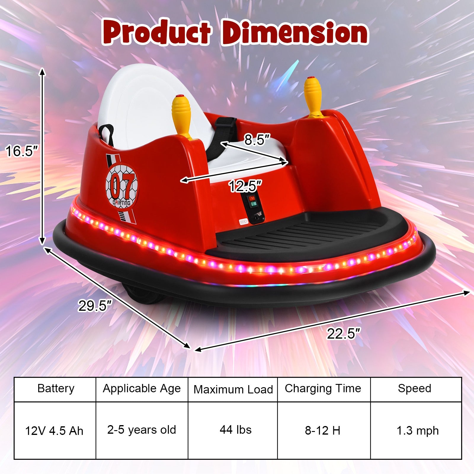 12V Kids Ride-On Red Bumper Car with 360° Spin and Remote Control Trend Times 1