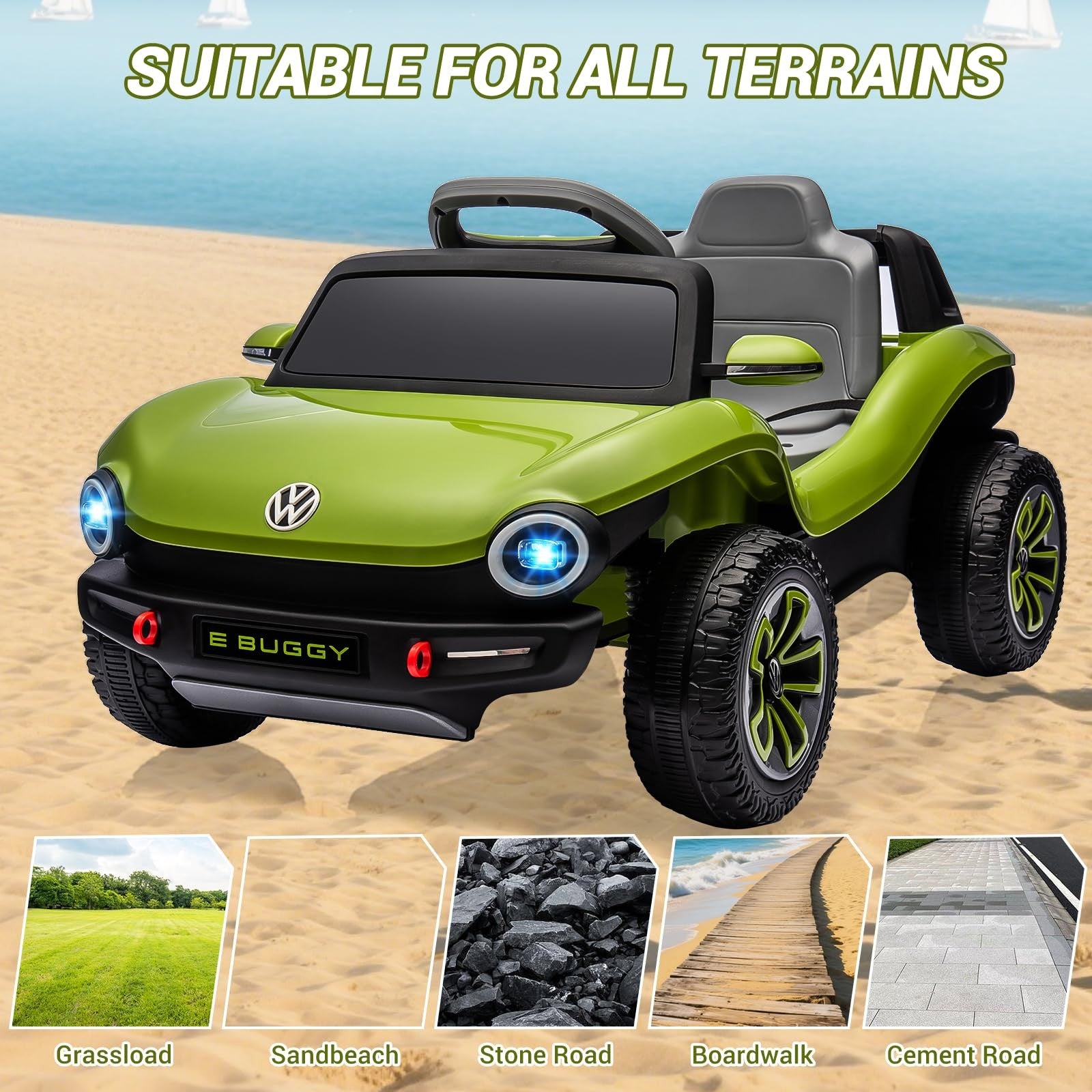 12V VW Beetle Kids Electric Ride-On Car with Remote Control, Lights, Music, and USB Port Trend Times 13