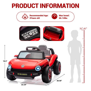 12V VW Beetle Kids Electric Ride-On Car with Remote Control, Lights, Music, and USB Port Trend Times 15
