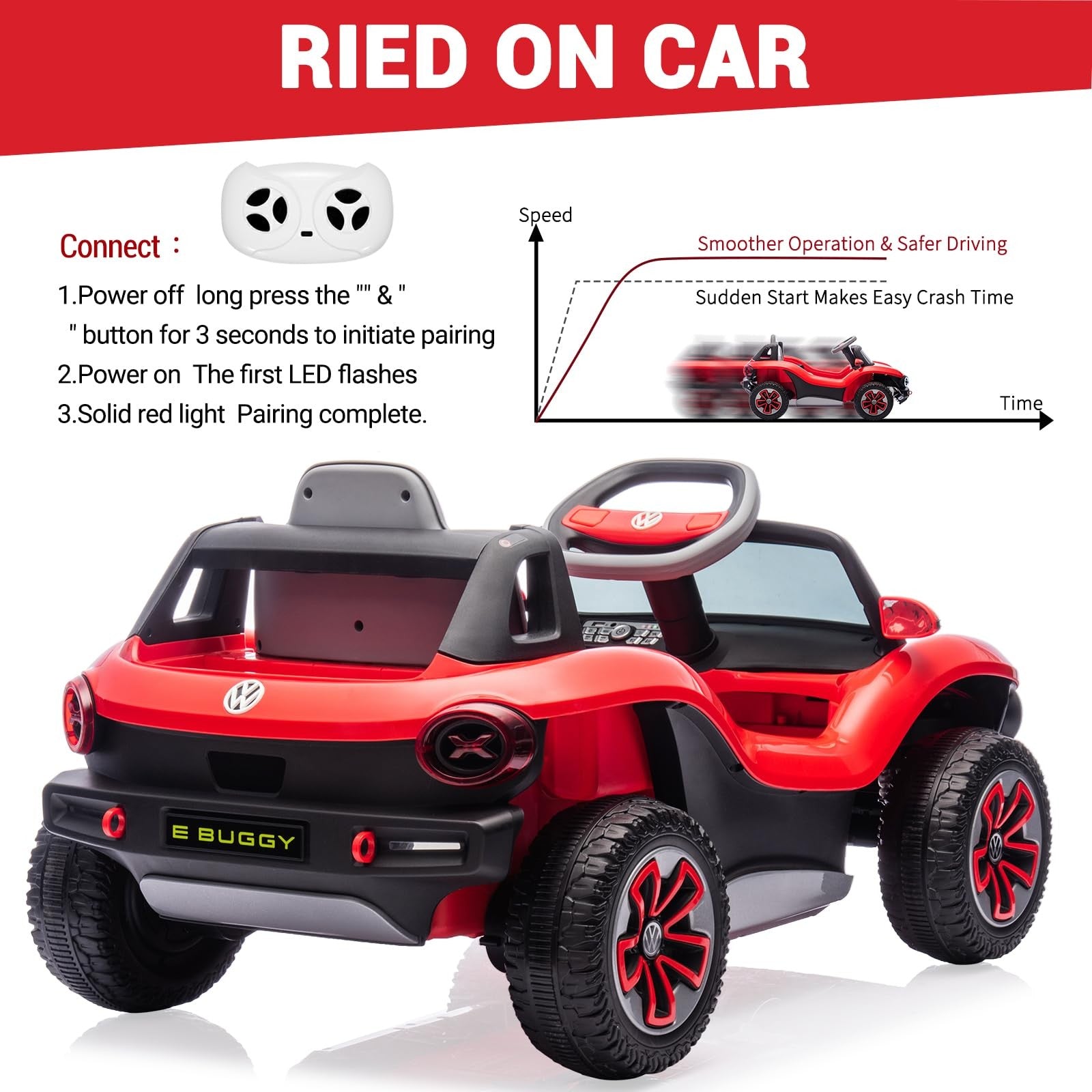 12V VW Beetle Kids Electric Ride-On Car with Remote Control, Lights, Music, and USB Port Trend Times 17