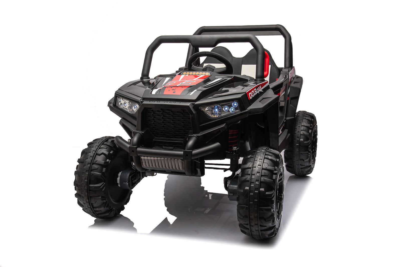 12V 7Ah Dual Battery 30W 4-Wheel Drive Kids Ride-On Car with Leather Seat and One-Button Start Forward and Backward Trend Times 2