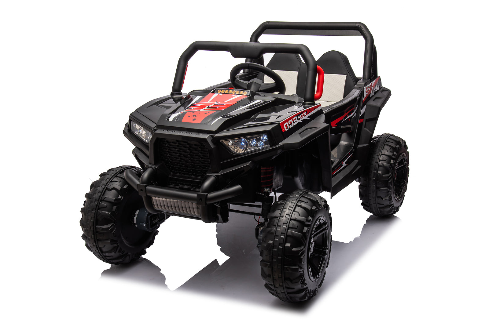 12V 7Ah Dual Battery 30W 4-Wheel Drive Kids Ride-On Car with Leather Seat and One-Button Start Forward and Backward Trend Times 7