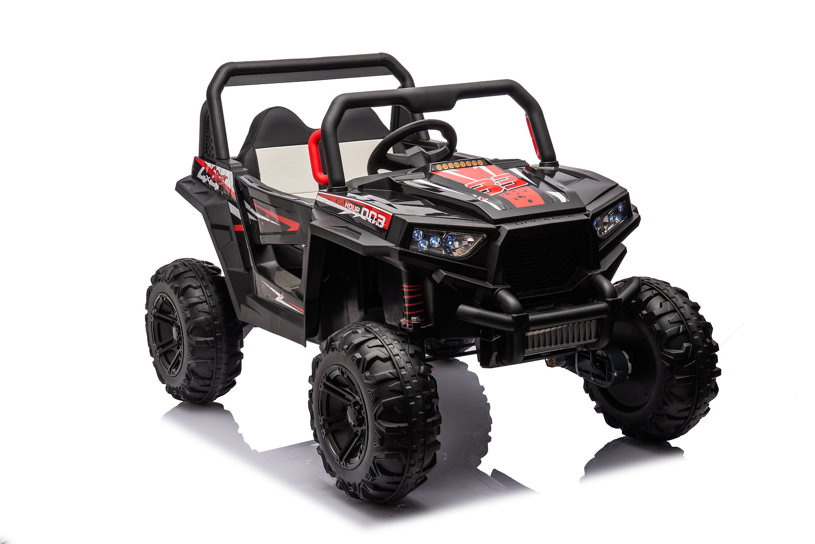 12V 7Ah x2 30W Four-Wheel Drive Kids Ride-On Car with Leather Seat and One-Button Start, Forward and Reverse Trend Times 1