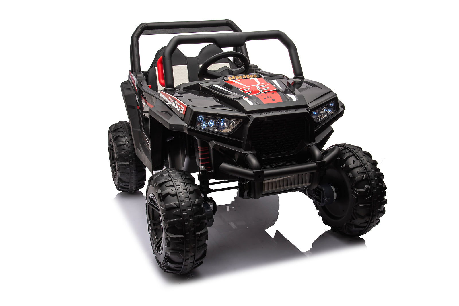 12V 7Ah x2 30W Four-Wheel Drive Kids Ride-On Car with Leather Seat and One-Button Start, Forward and Reverse Trend Times 13