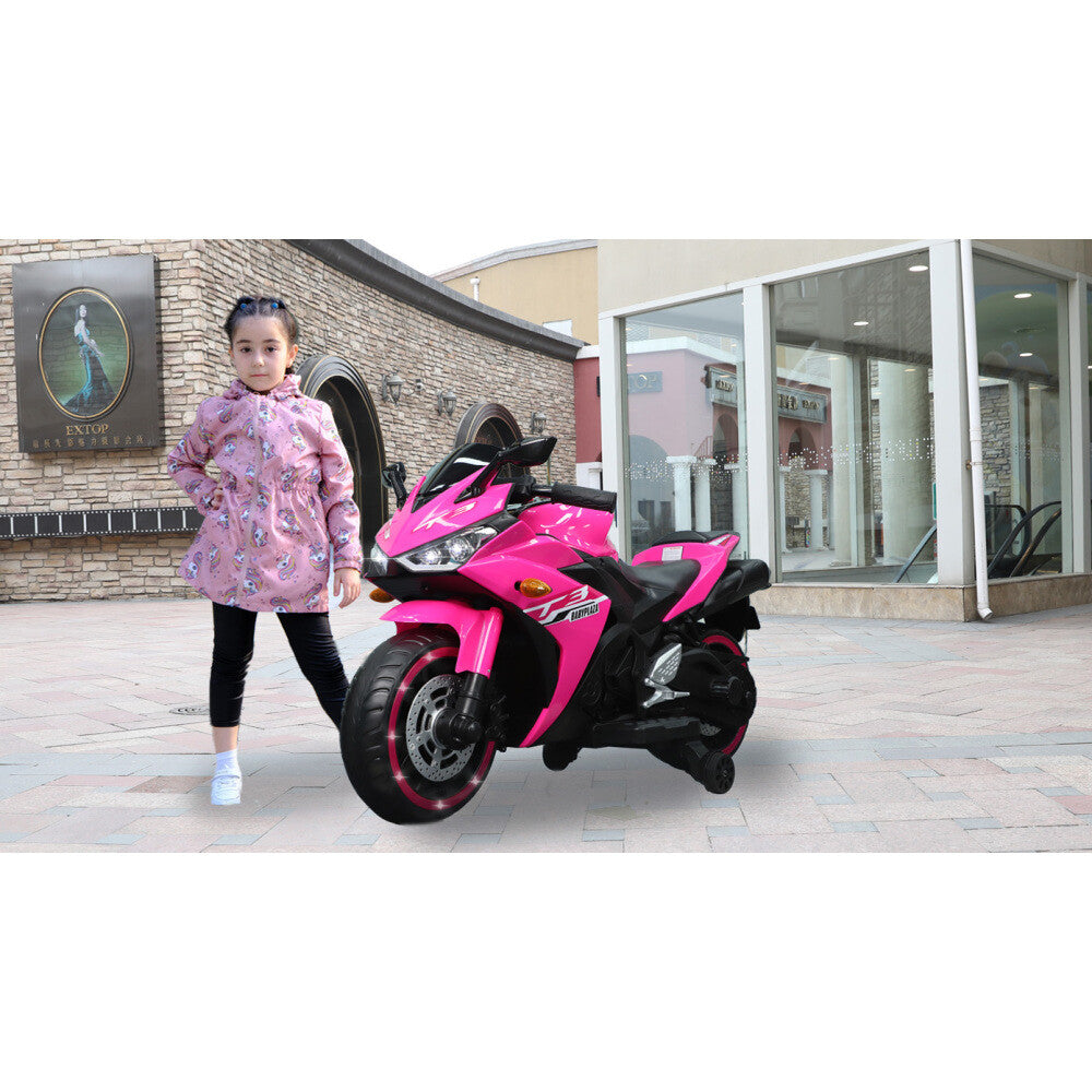 12V 7Ah Kids Ride-On Motorcycle Toy with Training Wheels and Lighting Trend Times 13
