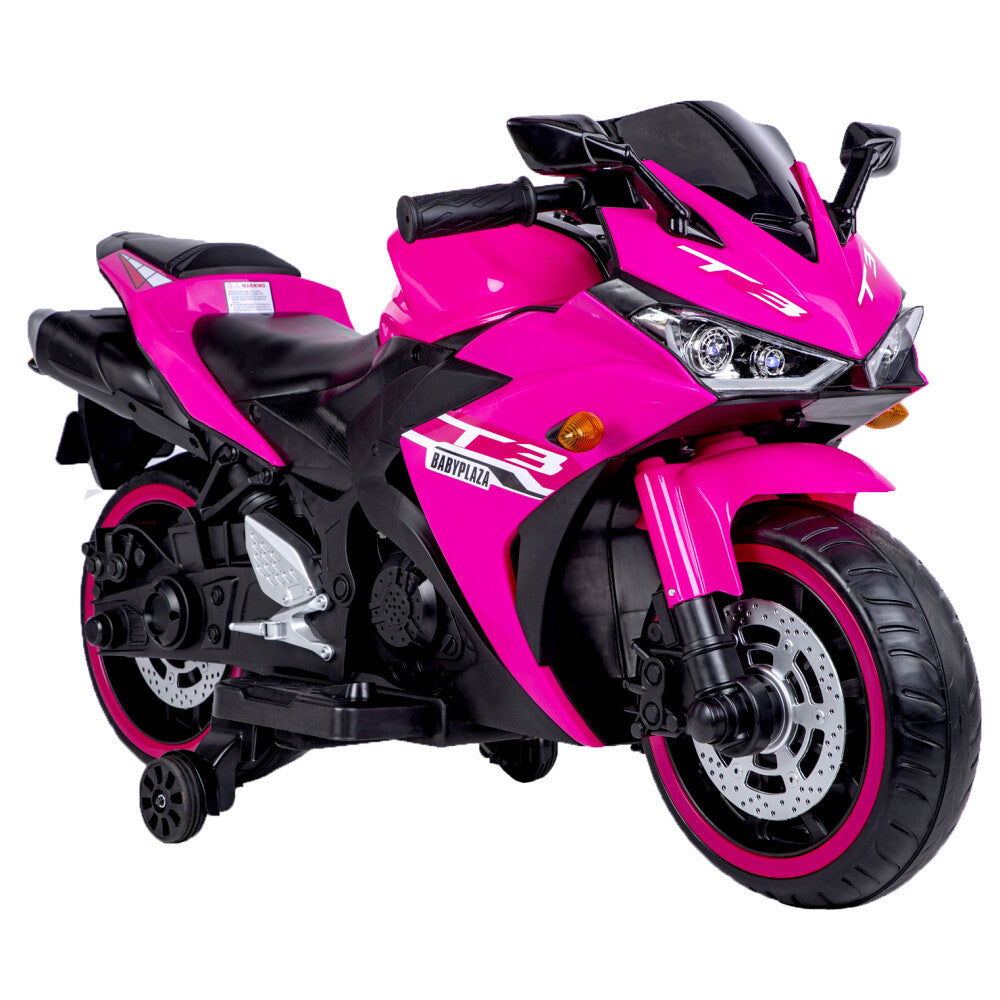 12V 7Ah Kids Ride-On Motorcycle Toy with Training Wheels and Lighting Trend Times 3