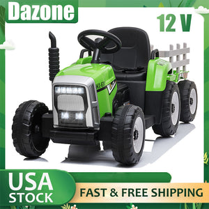 12V Electric Kids Ride On Tractor with Trailer and Remote Control, Battery Powered Toy Vehicle Trend Times 1