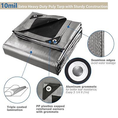 12x24 Ft 2 Pack Waterproof Poly Tarp Heavy Duty UV Resistant 10-mil Tarpaulin - Trend Times Toy Stores