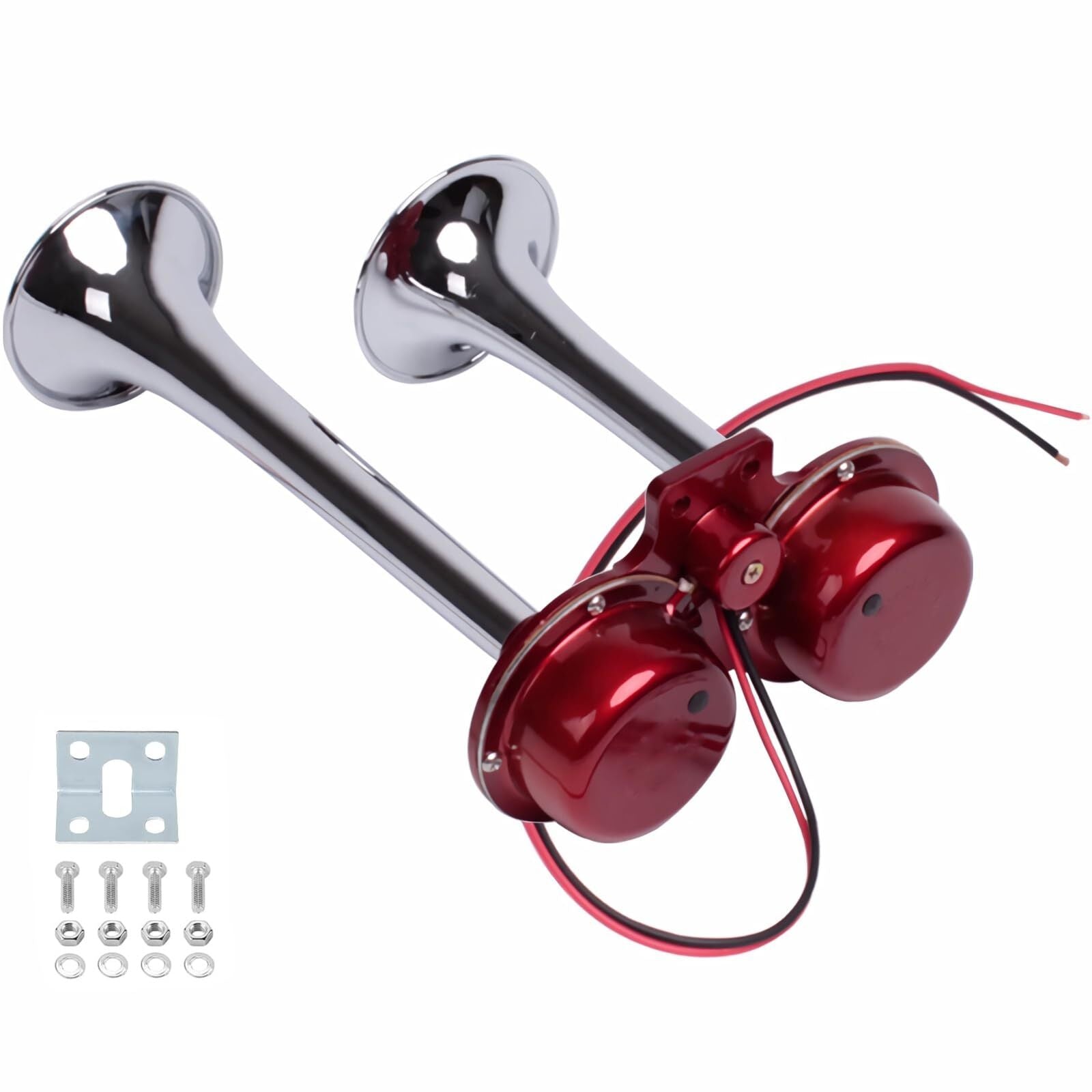 130DB Chrome Train Horn 12V Electric Dual Air for Semi Truck Pickup Motorcycle SUV Trend Times 0