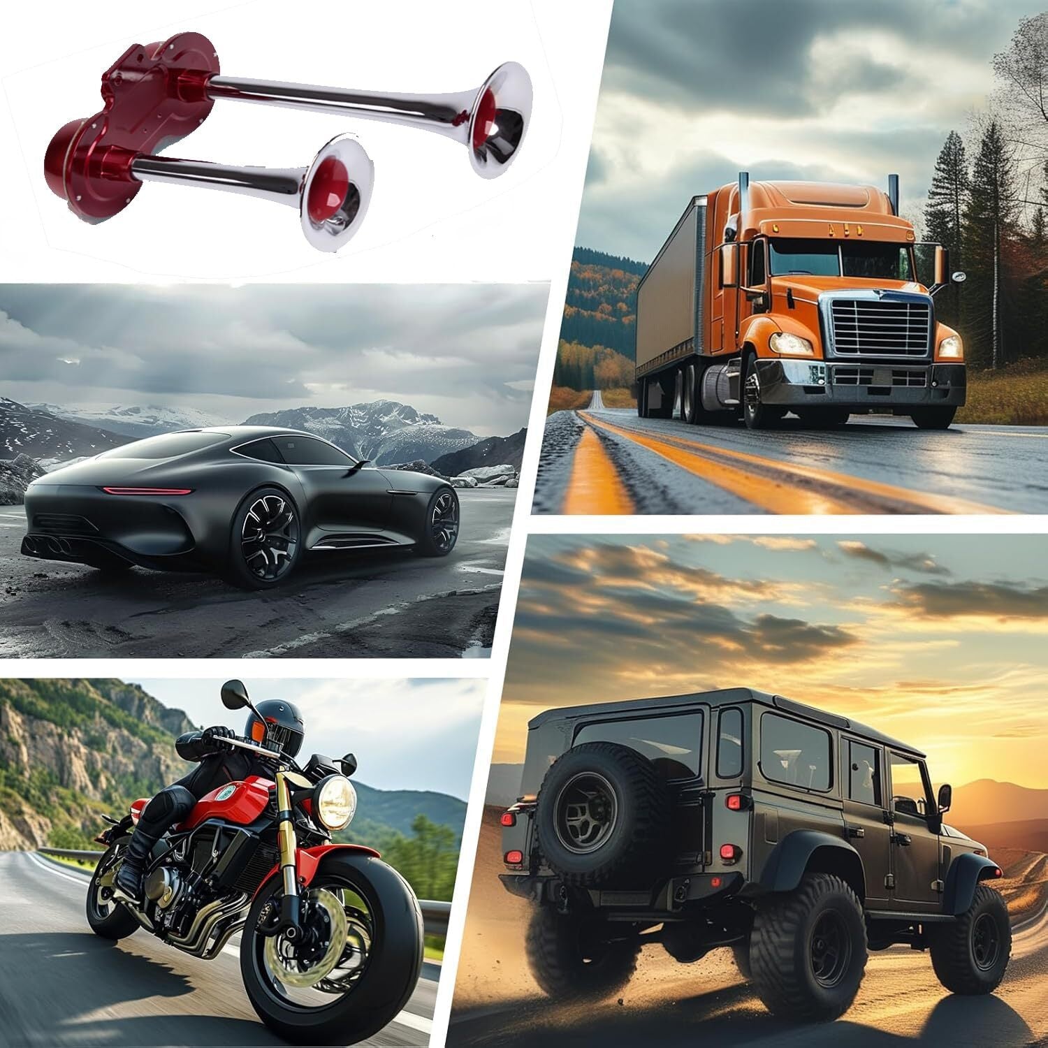 130DB Chrome Train Horn 12V Electric Dual Air for Semi Truck Pickup Motorcycle SUV Trend Times 5