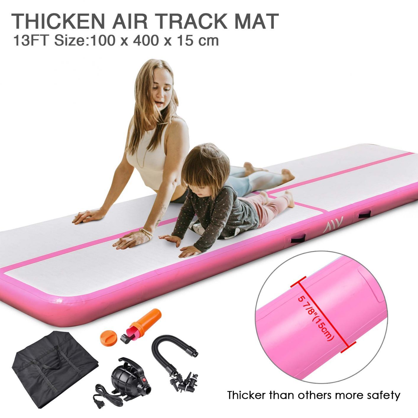 13 Ft Inflatable Tumbling Mat Air Mat Track Gymnastics Home Gym Pink - Trend Times Toy Stores