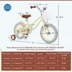 14 Inch Adjustable Kids Bike with Training Wheels for Ages 3-8 Years Trend Times 4