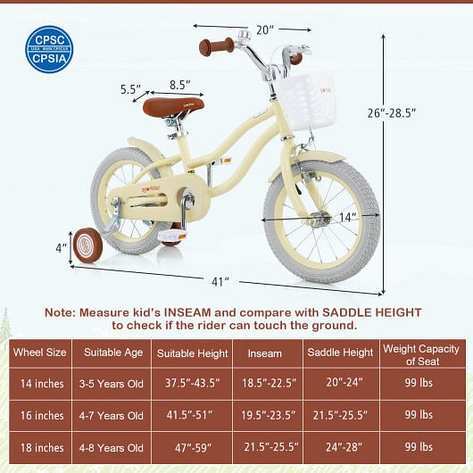 14 Inch Adjustable Kids Bike with Training Wheels for Ages 3-8 Years Trend Times 4