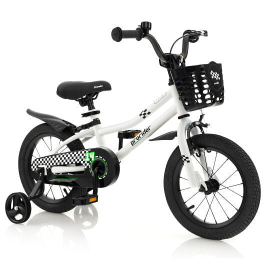 14-Inch Kids Bike with Training Wheels and Music for Ages 3-5 - Black Trend Times 0