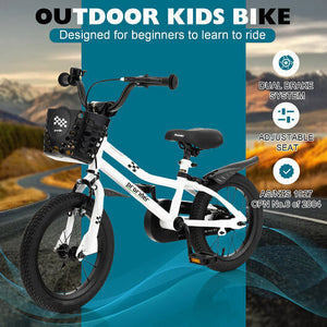 14-Inch Kids Bike with Training Wheels and Music for Ages 3-5 - Black Trend Times 4