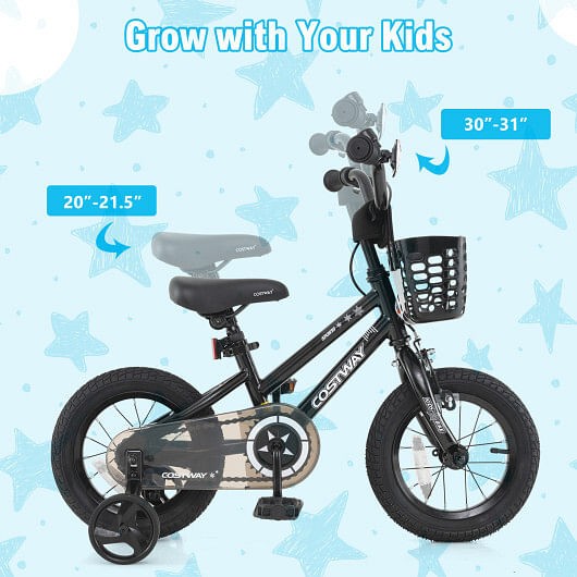 14 Inch Kids Bike with Basket and Training Wheels for Children Aged 4-5 Years Old Trend Times 4