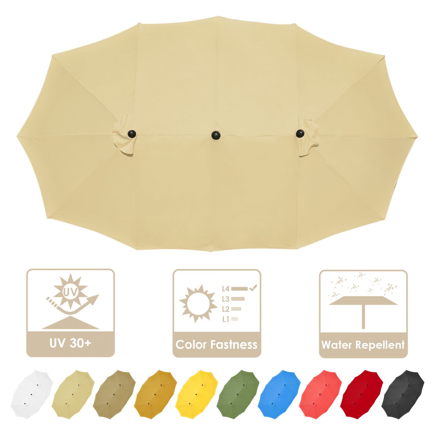 14 Ft Double Sided Umbrella Replacement Canopy Table Top Outdoor Beach Pool Beige - Trend Times Toy Stores