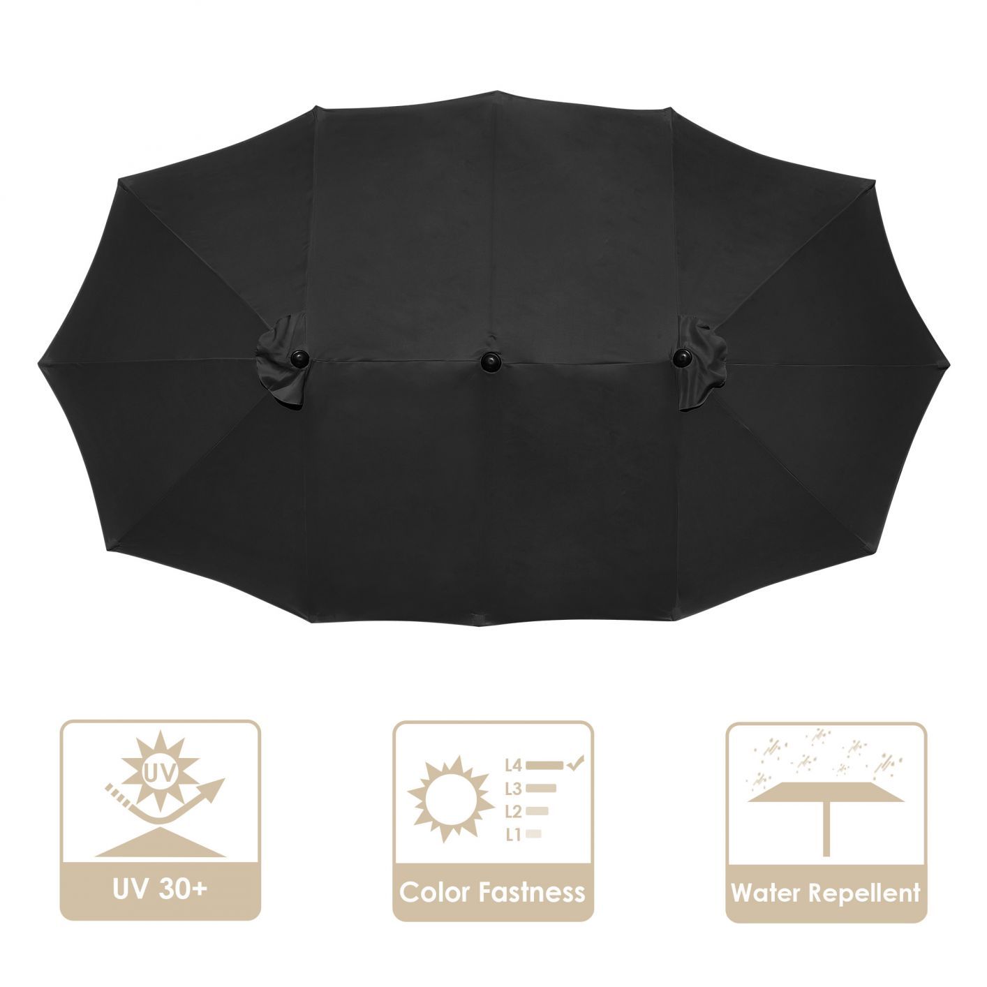 14 Ft Double Sided Umbrella Replacement Canopy Table Top Outdoor Beach Pool Black - Trend Times Toy Stores