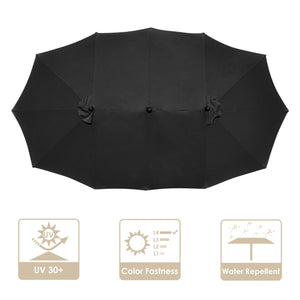14 Ft Double Sided Umbrella Replacement Canopy Table Top Outdoor Beach Pool Black - Trend Times Toy Stores