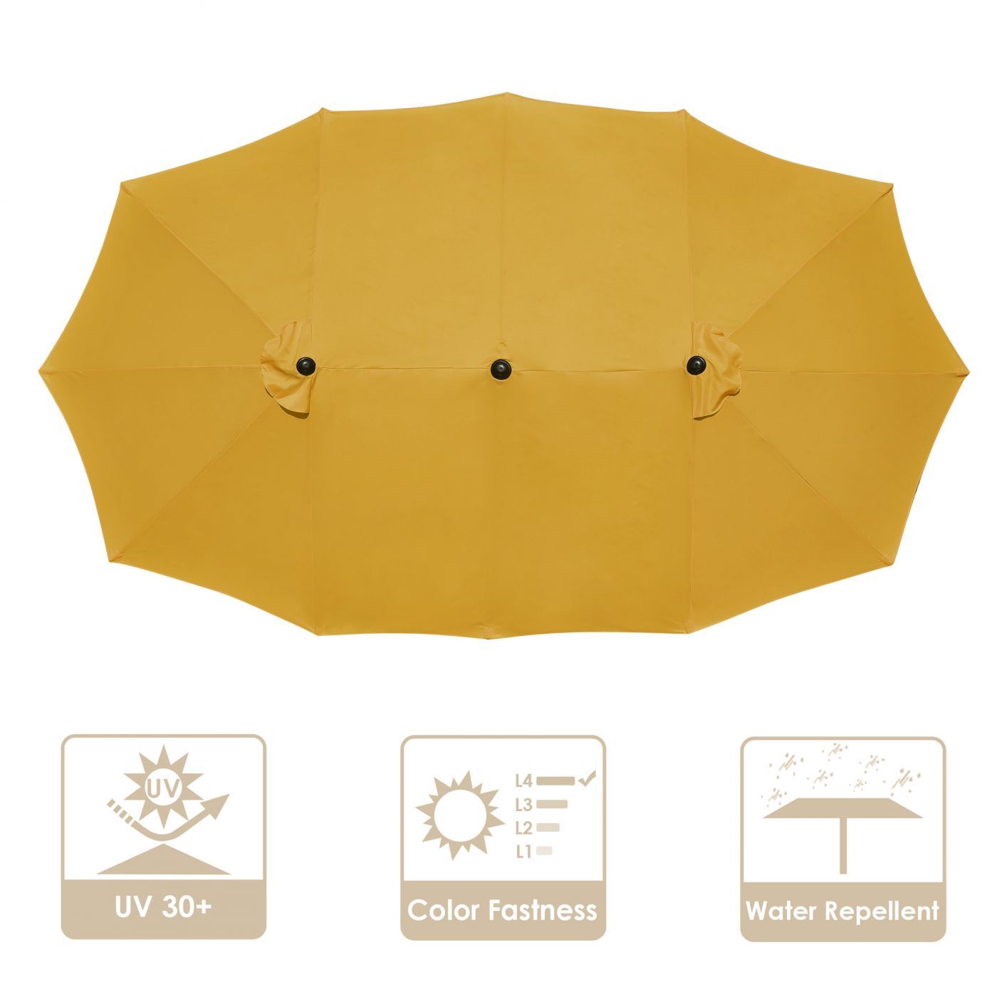 14 Ft Double Sided Umbrella Replacement Canopy Table Top Outdoor Beach Pool Deep Yellow - Trend Times Toy Stores