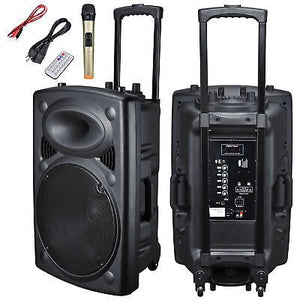 1500W 15" Portable Remote Audio PA Speaker w/ Bluetooth USB Wireless microphone - Trend Times Toy Stores