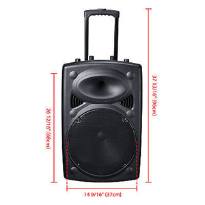 1500W 15" Portable Remote Audio PA Speaker w/ Bluetooth USB Wireless microphone - Trend Times Toy Stores