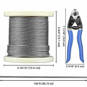 150Ft 316 Stainless Steel Cable Kit 7x7 Strand Wire w/ Cutter for Railing - Trend Times Toy Stores