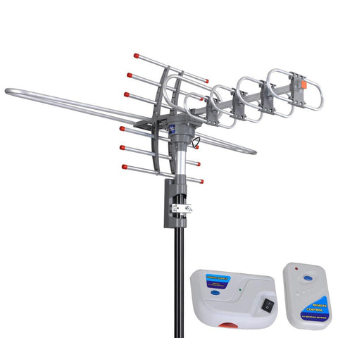 150 Miles VHF UHF FM HDTV Amplified TV Antenna w/ Remote Rotor II
