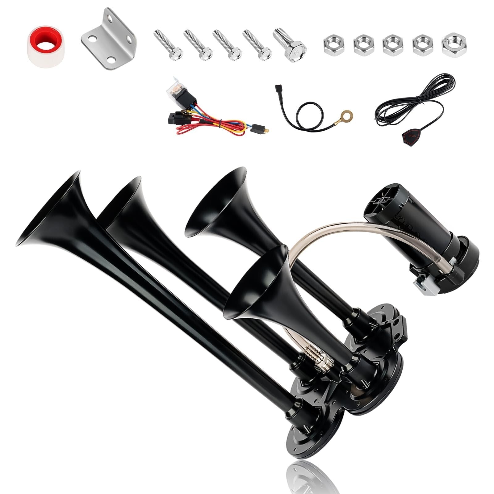 150dB 12V Train Air Horn Kit with 4 Speakers and Push Button Control Trend Times Variant 0