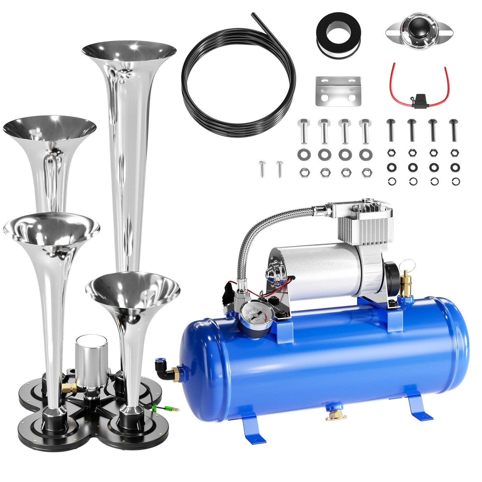 150DB Train Horn Kit with 12V Air Compressor and 1.6 Gallon Tank for Trucks and SUVs Trend Times 0