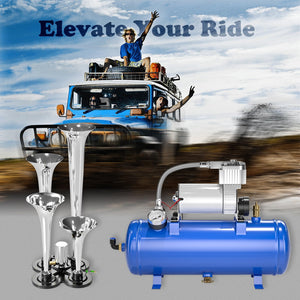 150DB Train Horn Kit with 12V Air Compressor and 1.6 Gallon Tank for Trucks and SUVs Trend Times 2
