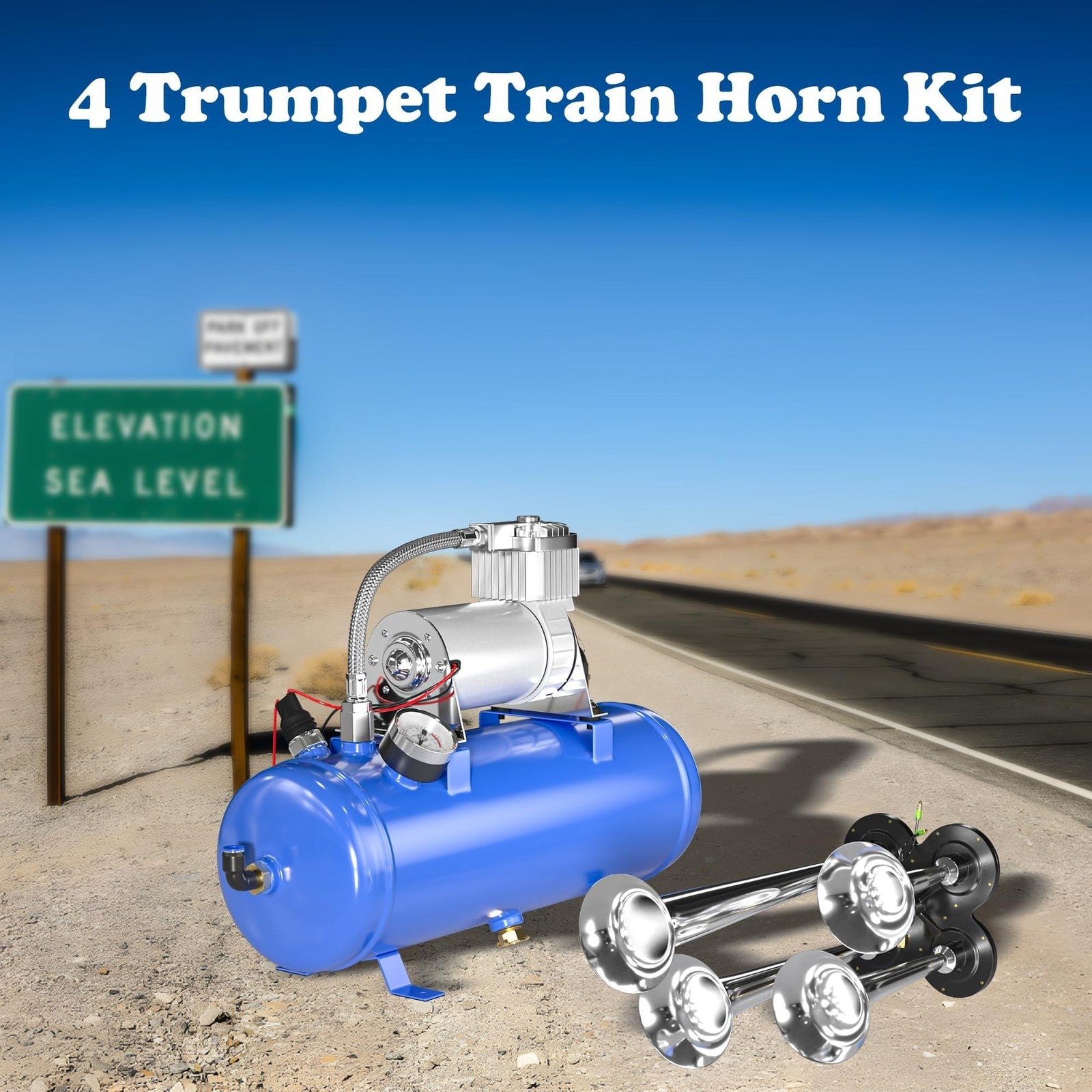 150DB Train Horn Kit with 12V Air Compressor and 1.6 Gallon Tank for Trucks and SUVs Trend Times 8
