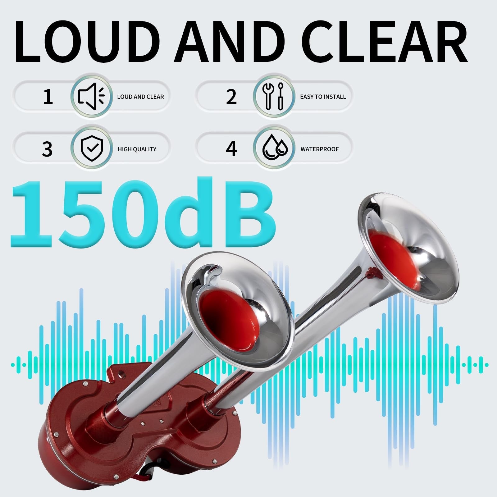 150dB Super Loud 12V Electric Train Horn for Trucks with Upgraded Design Trend Times 2