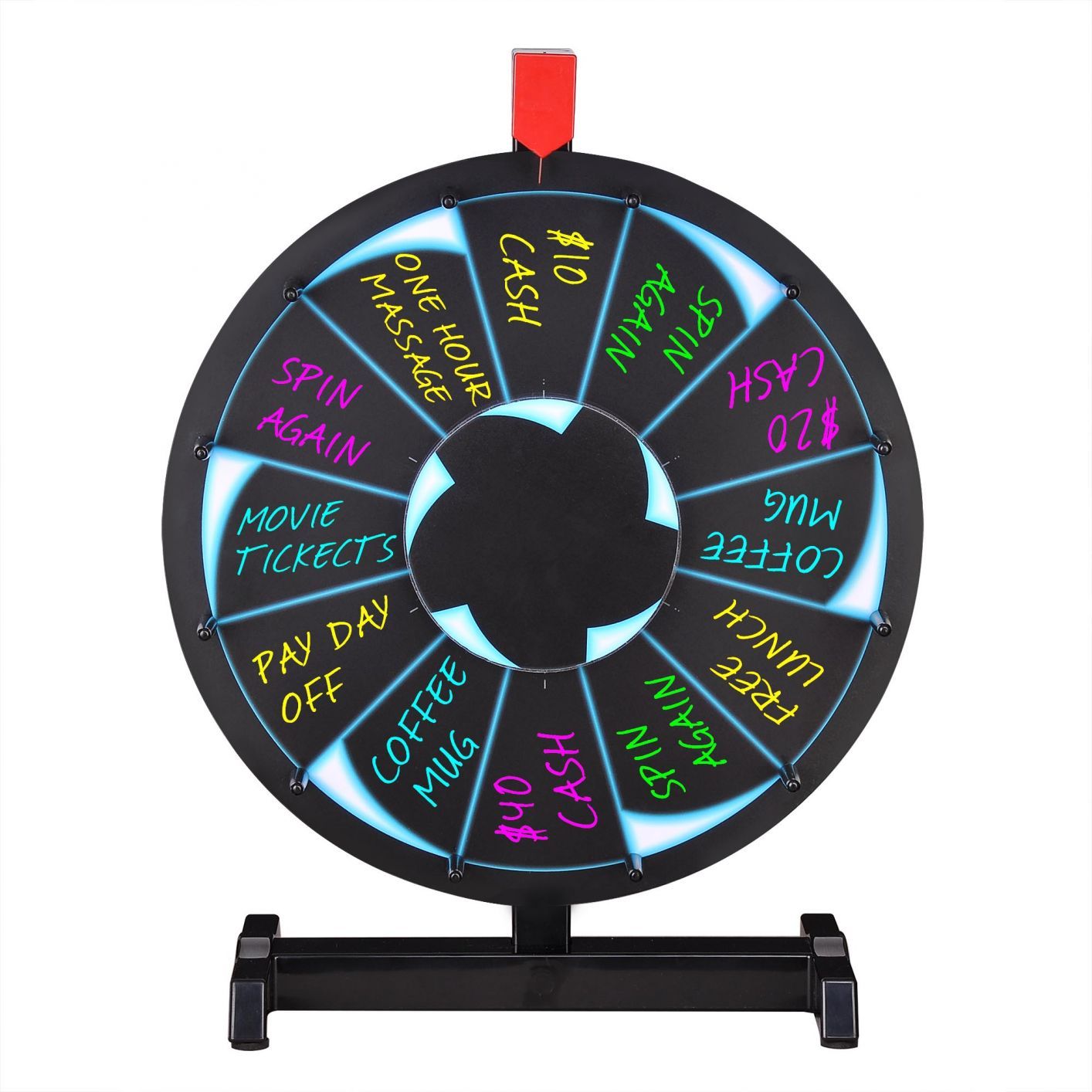 15" Tabletop Color Prize Wheel Spin Fortune Win Game Tradeshow Party Carnival Type 2: Cool Black 12 Slots - Trend Times Toy Stores